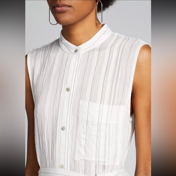 Vince Stripe Gauze Sleeveless Shirtdress - Picture 7 of 11